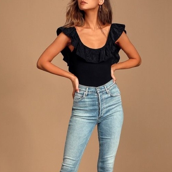 Capulet Tops - Capulet Lexi Black Ruffled Bodysuit